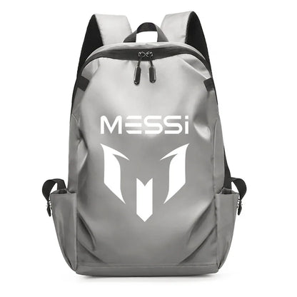 Football Super Stars MESSI Backpack Boy Girl Unisex College Student Backpack Women Men Laptop Teens Student USB Port Rucksack Grey B062