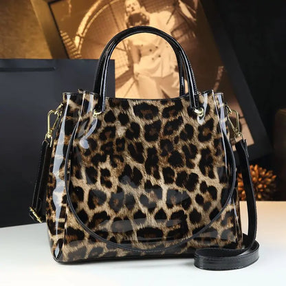 Genuine Leather Women Handbags New Tote Bag Fashion Crocodile Print Bucket Bag Retro Shoulder Messenger Bags Trend 2025 leopard