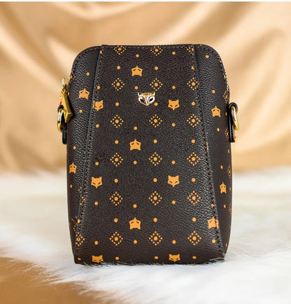 FOXER Woman Small Monogram Cellphone Bag Vintage Shoulder Bag Girl Mini Crossbody Bag PVC Lady Messenger Bag Gift for Wife,Lover