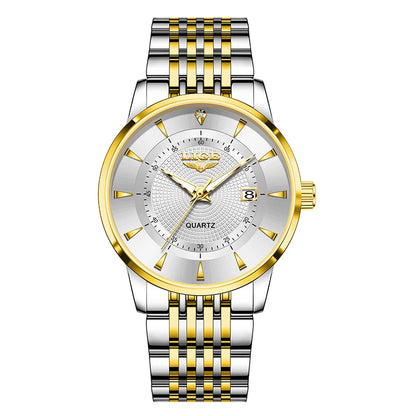 LIGE's new Fashion Women's Watch Luxury Stainless Steel Waterproof Clock Calendar Gift Quartz Watch for Women Relogio Feminino gold