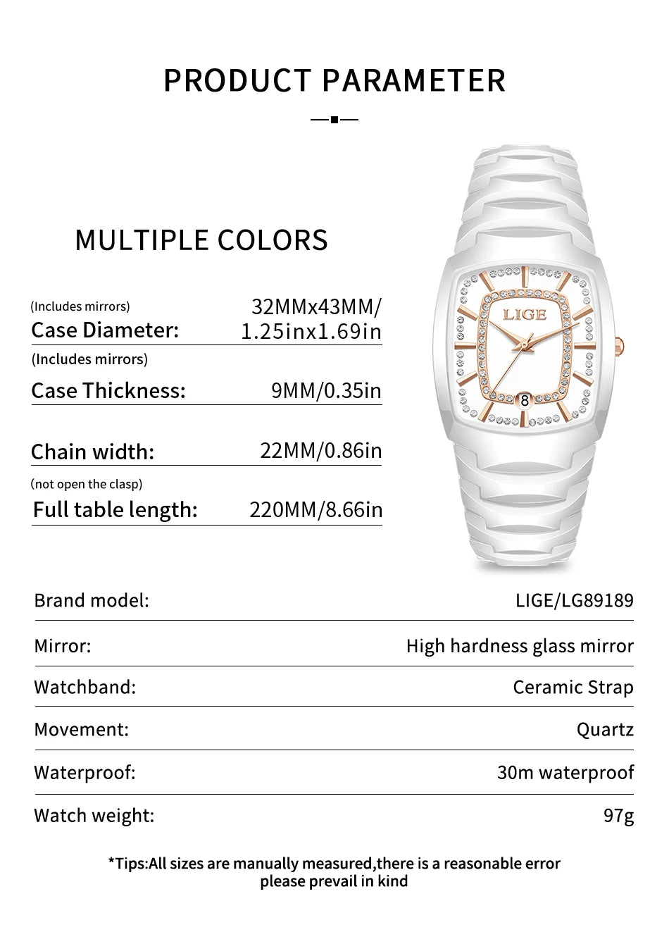 LIGE New Ladies Waterproof Watch Luxury Ceramic Braceletz Women Watches Creative Fashion Original Elegant Quartz Wristwatch Gift