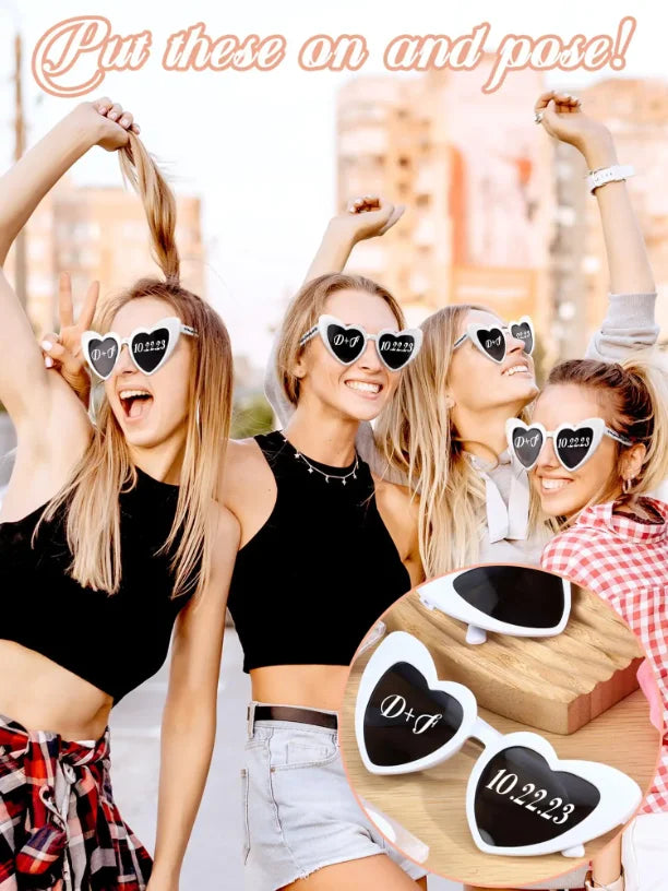 12-60Pcs Wedding Bridal Heart Shaped Sunglasses Party Favors Gift for Guests Bachelorette Hen Party Glasses Bridal Shower Decor
