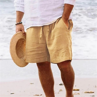 2025 New Summer New Men's Cotton Linen Breathable Shorts Hawaii Beach Pants Male Solid Color Trousers Loose Versatile Streetwear Badiee Stylez