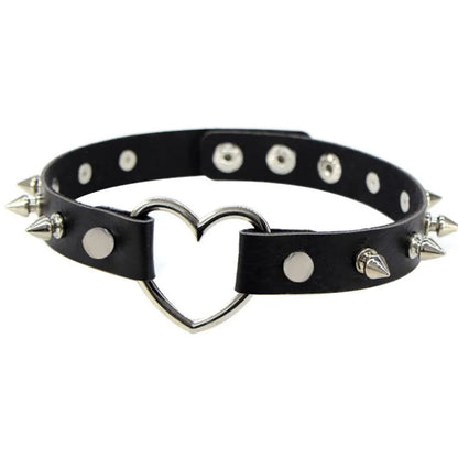 Harajuku Punk Rock Gothic Choker Necklace Women Sexy PU Leather Heart Lock Key Spike Collar Chocker Gothic Cosplay Accessories Badiee Stylez