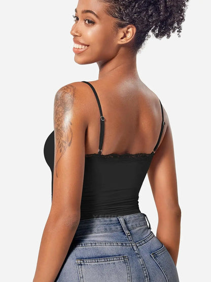 2025 Women Lace Tanks Top Spaghetti Strap Lace Square Neck Sleeveless Match Pants Soft Pullover Summer Camisole Women Clothes