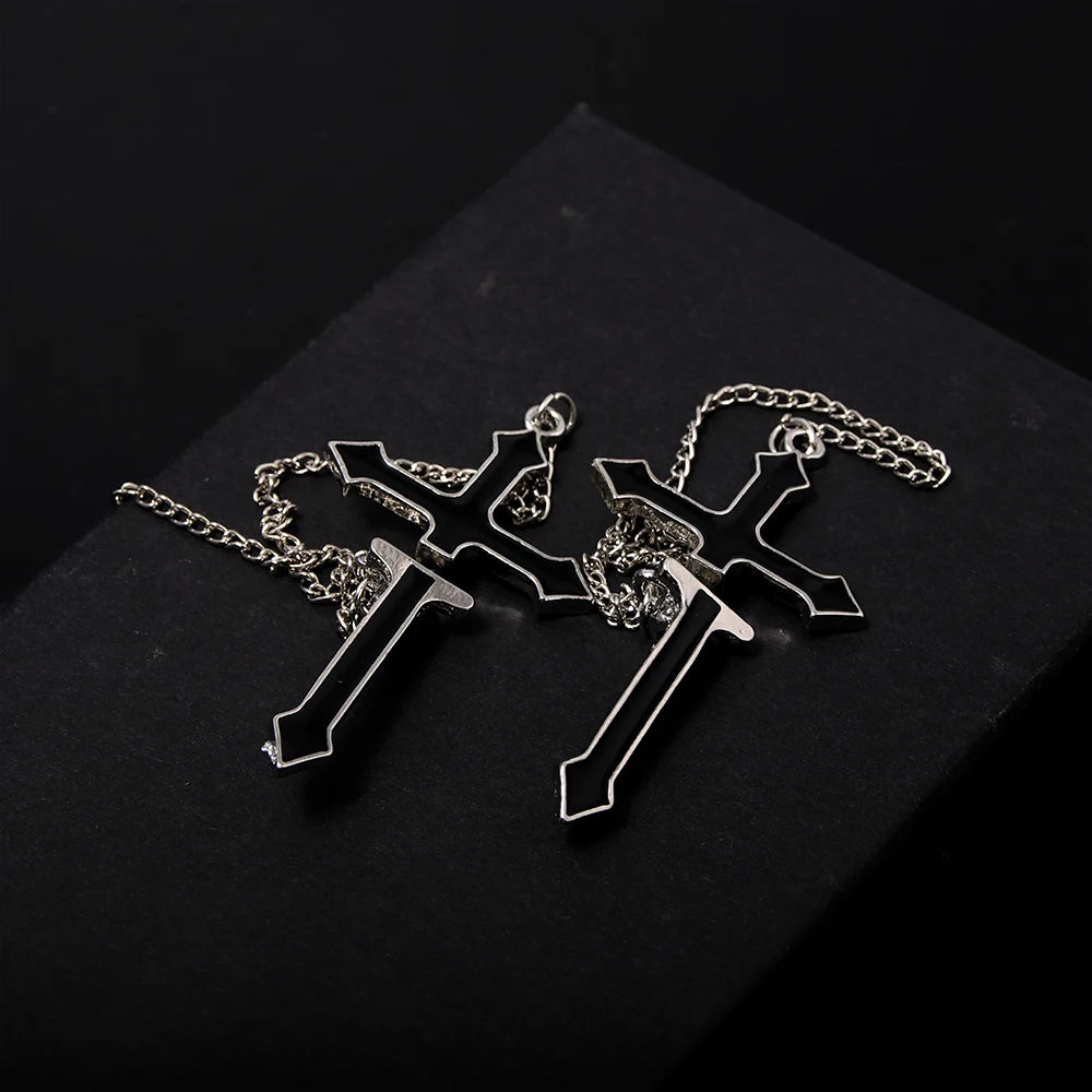 2Pcs Vintage Black Cross Earrings Punk Goth Long Chain Harajuku Streetwear Unisex Stud Earrings For Women Men Korean Jewelry Badiee Stylez