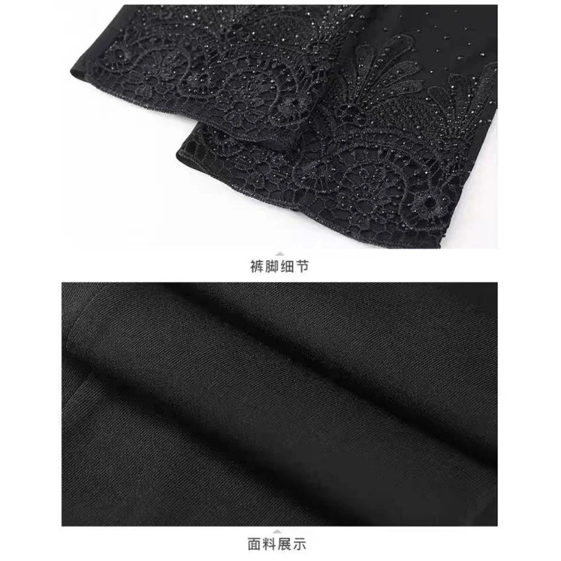 Hollow Out Diamond Studded Women's Summer Cropped Pants Fashionable Cool 2025 Casual Outdoor Pants New Street Pants