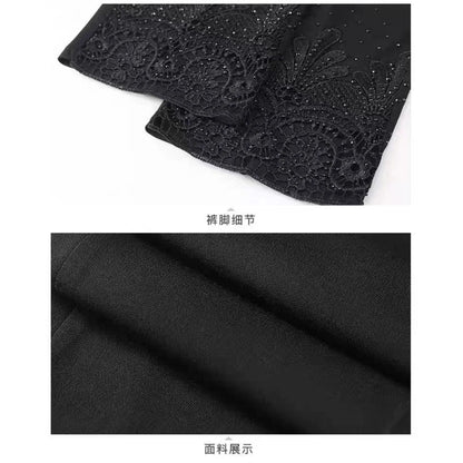 Hollow Out Diamond Studded Women's Summer Cropped Pants Fashionable Cool 2025 Casual Outdoor Pants New Street Pants