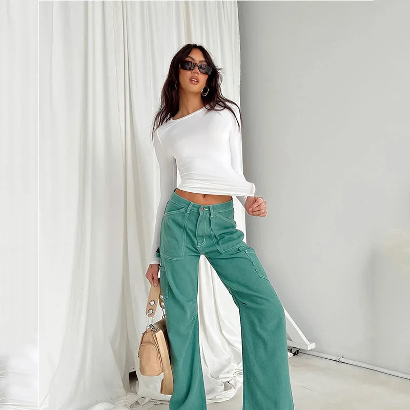 2024 Spring Autumn Women Y2K Pink T-Shirt Causal Long Sleeve Crop Tops O Neck Pullovers Base Tees Bodycon Slim Fit T Shirt