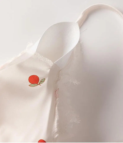 Summer Print Pyjamas Suit Women Sleepwear Lace Hollow Out Pajamas Set Sexy Strap Top&Shorts PJS Lingerie Satin Homewear