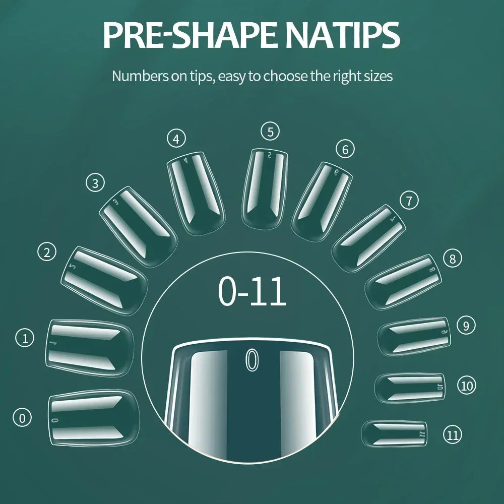 NAILPOP Soft Gel Nail Tips 600PCS Pre-Buff Full Cover Coffin Almond Oval Shaped Nail Extenison Tips Half Matte Gel X Fake Nails