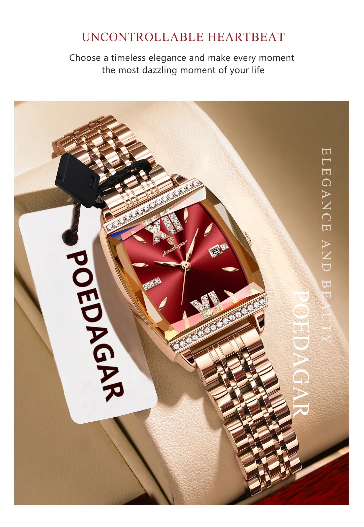 POEDAGAR Diamond Luxury Watch For Woman High Quality Waterproof Date Ladies Quartz Watch Stainless Steel Women Watches Reloj+Box