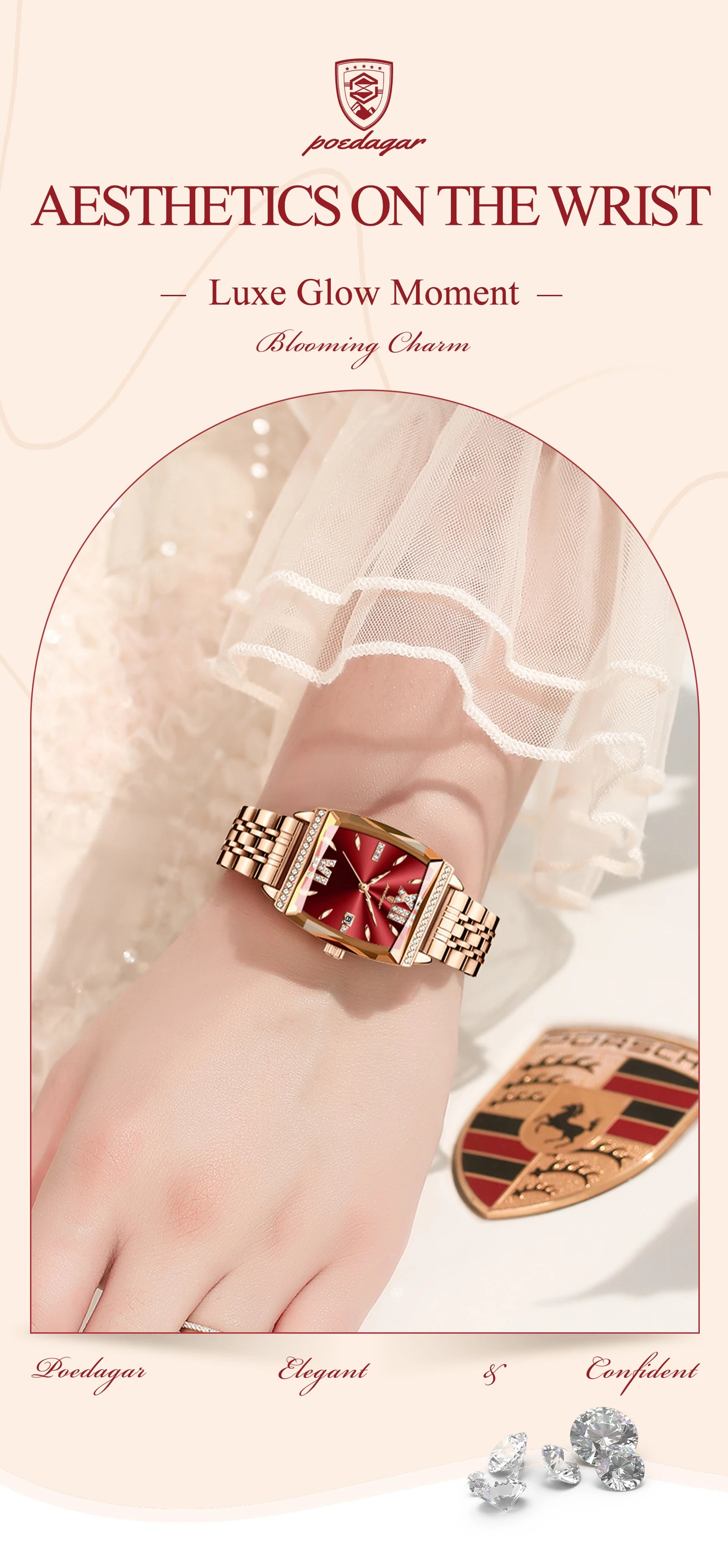 POEDAGAR Diamond Luxury Watch For Woman High Quality Waterproof Date Ladies Quartz Watch Stainless Steel Women Watches Reloj+Box