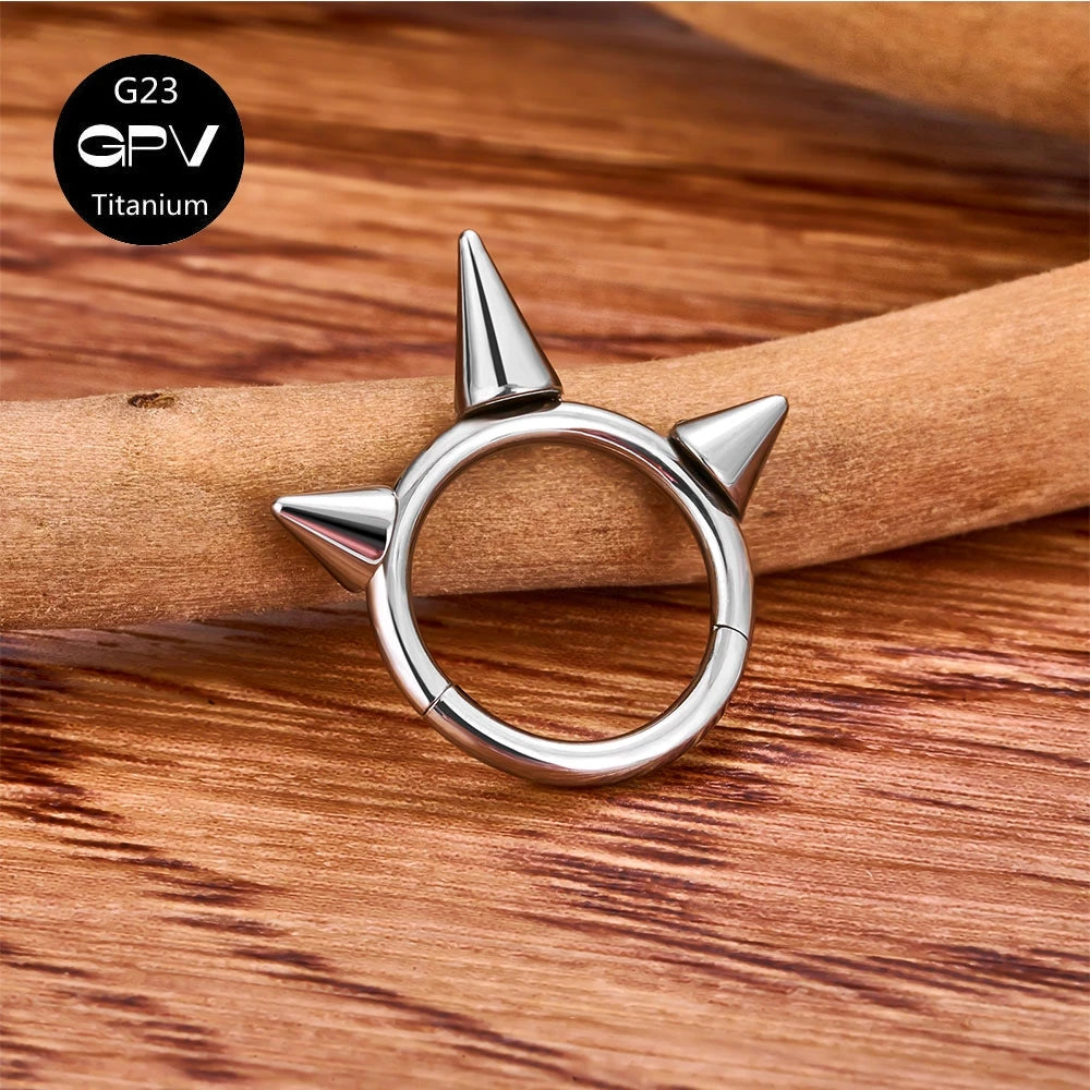G23 Titanium Nasal Septum Ring Welding Pointed Vertebrae Punk Nasal Ring Puncture Jewelry Men And Women's Earrings