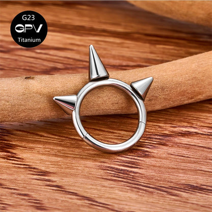 G23 Titanium Nasal Septum Ring Welding Pointed Vertebrae Punk Nasal Ring Puncture Jewelry Men And Women's Earrings