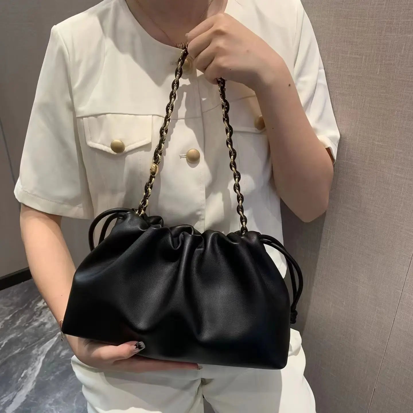 Brand Design Fashion High-grade Texture Leather Cloud Bag Luxury Ladies High Quality Cowhide Shoulder Crossbody Bags For Women