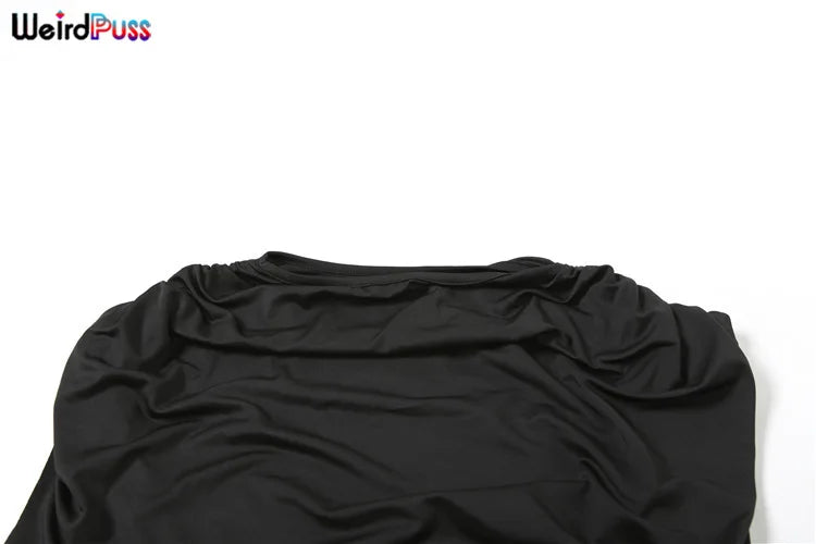 Weird Puss Elegant Irregular 2Piece Set Summer Women Chic Classic Tank Tops+Skirts Pants Matching Trend Ruched Suits Streetwear Badiee Stylez