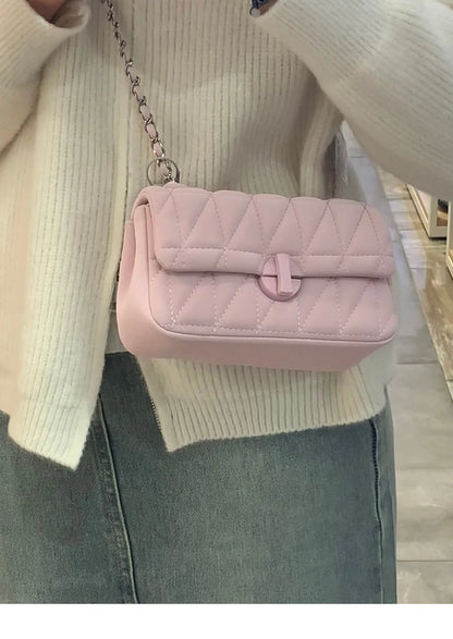 Quilted Crossbody Bag for Women - Luxury PU Leather Shoulder Bag Fashion Chain Small Purse HandBag