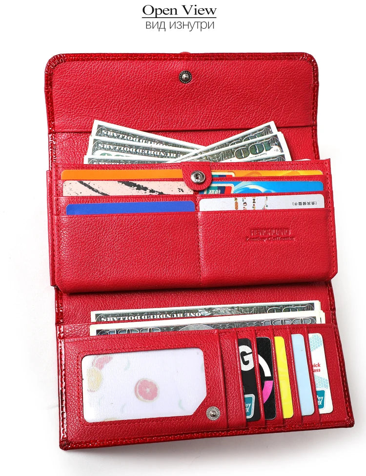 Free Gift Women Leather Wallet Long Ladies 3 Folders Clutch Money Bag Design Purse Fashion AE605-25