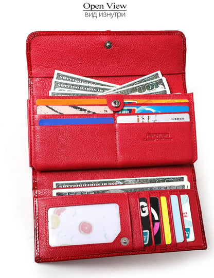 Free Gift Women Leather Wallet Long Ladies 3 Folders Clutch Money Bag Design Purse Fashion AE605-25