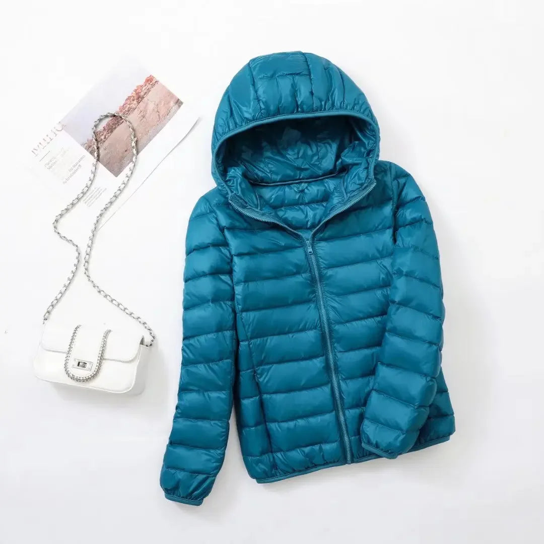 2024 Hooded Jackets Autumn Plus Size 7xl 6xl 5xl Fall Women's Lightweight Water-Resistant Packable Winter Warm Female Down Coats Lake blue