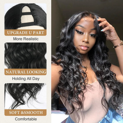 Body Wave V Part Wigs Human Hair 250% Density For Women Full Head Clip In Half Wig No Leave Out Body Wave Wig For Black Women Badiee Stylez