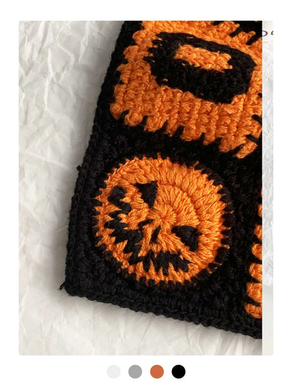 Halloween Costume Skeleton Ghost Bat Spider Web Personalized Knitted Crochet Headband Female Photo Photo Triangle Scarf Trendy Badiee Stylez