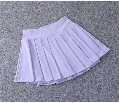 2024 New Best-Selling Pleated Nylon Spandex High Waisted Pocket Skirt With Anti Glare A-Line Sports Tennis Skirt