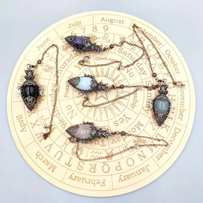 Healing Natural Stone Crystal Pendulums for Divination Black Obsidian Pendant Quartz Pendulum Dowsing Spiritual Pendulos X202