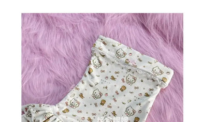 Japanese Hello Kittys Skirt Kawaii Cartoon Kittys Print Dress Y2K Girls Slim-Fit Cake Skirt Women's Sexy Strapless Dresses Gift