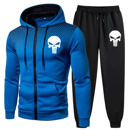 Funny Mens Tracksuit Print Casual Round Dot Zipper Hooded Jacket+Jogging Pants Set Daily Sweatshirt Sports Street Coat Clothing