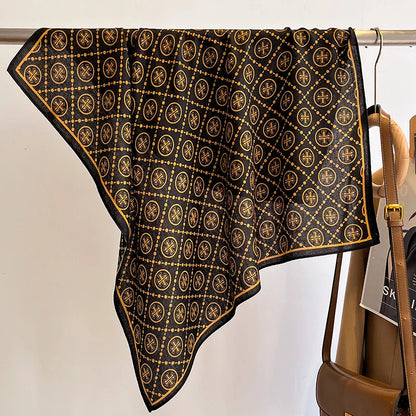 Fashion 70cm Cotton Square Scarf Women Floral Print Design Bandanas Lady Scarves Headband Accessories Handkerchief Hair QME195-01 65x65cm