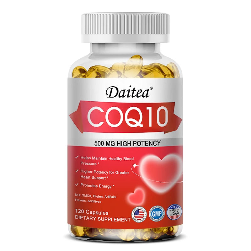 Daitea Coenzyme Q10 - a stable, highly absorbable form - supports energy production and promotes overall health. 120 count-1 bottle