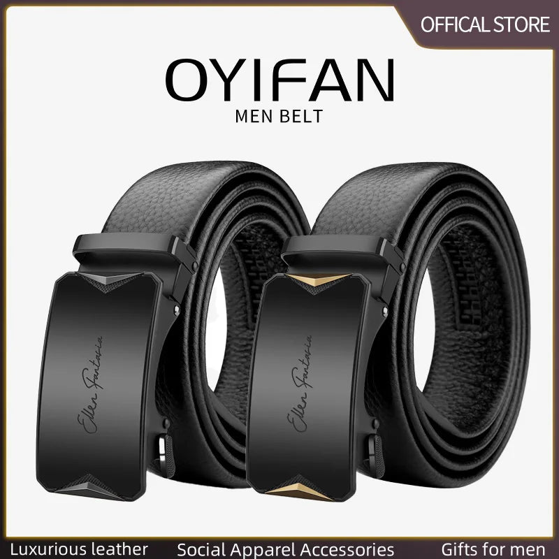 OYIFAN Men Belt Genuine Leather belt for men Alloy buckle ratchet belts Men Designer Belt Automatic belts 벨트 Badiee Stylez