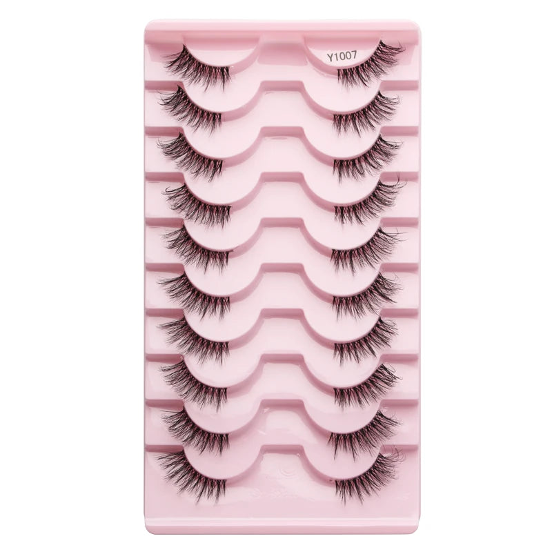 SHIDISHANGPIN 5/10Pairs False Lashes Cat Eye Eyelashes Eyelash Extension 3D Mink Half Lashes Natural Makeup faux Cils maquiagem 10 Pairs Y1007