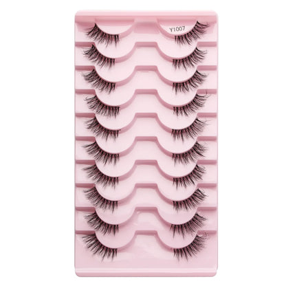 SHIDISHANGPIN 5/10Pairs False Lashes Cat Eye Eyelashes Eyelash Extension 3D Mink Half Lashes Natural Makeup faux Cils maquiagem 10 Pairs Y1007