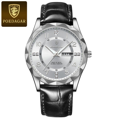 POEDAGAR Luxury High Quality Watches for Men Sport Quartz Leather Man Watch Waterproof Luminous Date Week Men's Watch Male Reloj - Badiee Stylez