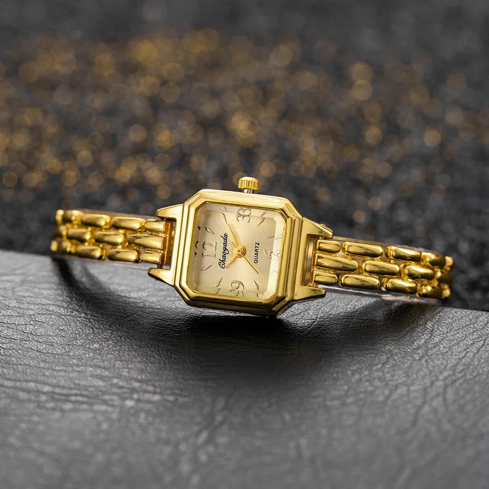 Luxury Golden Women's Quartz Watches Fashion Brand Square Ladies Wristwatches Clock Simple Elegant Woman Watch relogio feminino