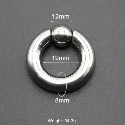 1Pc Large Gauges Stainless Steel CAPTIVE SPRING BEAD RING for Septum Piercing BCR Nose Ring Hoop Expander Earlobe Earrings 00G 8x19-12mm 1 Piece