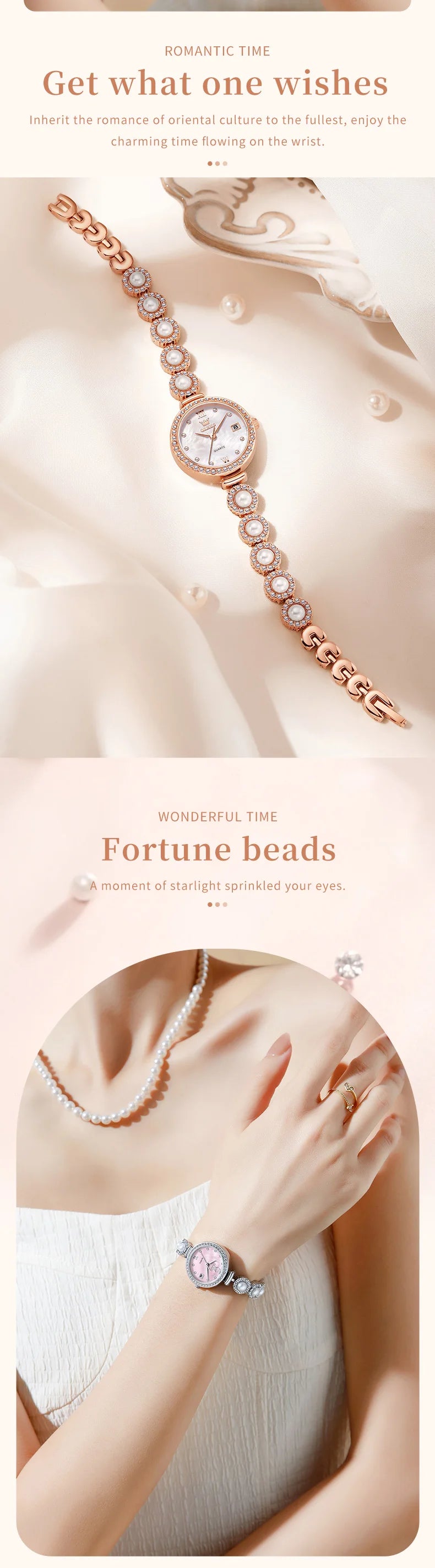 OLEVS 5635 Fully Diamond Pearl Hand Chain Watch Fashion Elegant Waterproof Women's Watches Original Quartz Wrist Watch for Women