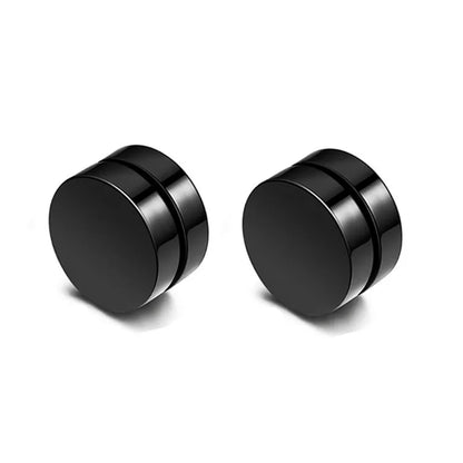 2pcs Punk Mens Strong Magnet Magnetic Ear Stud Set, Non Piercing Earrings Fake Cross Earrings Gift For Boyfriend Lover Jewelry S2-1pair-black