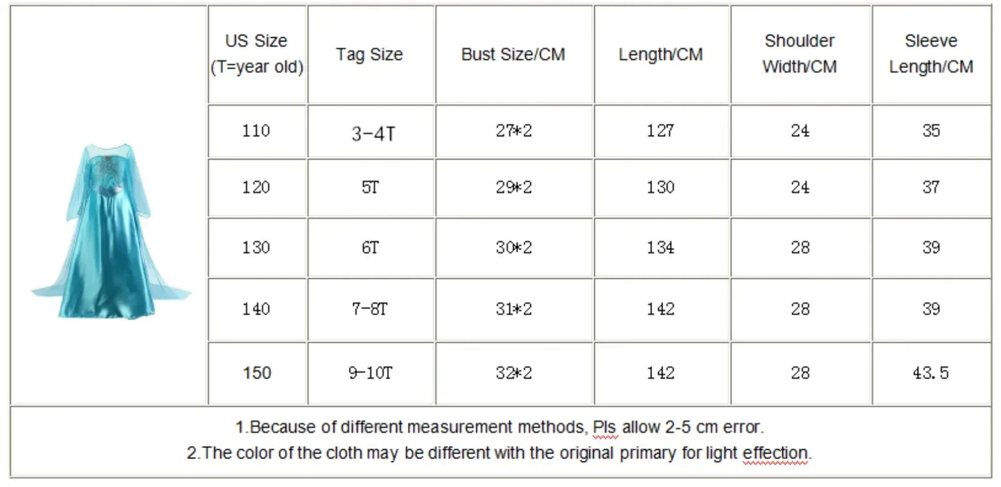 Elsa Dress for Girls 3-10Y Birthday Role Elsa Princess Dress For Kids Halloween 2024 Carnival Easter Party Cosplay Girls Costume