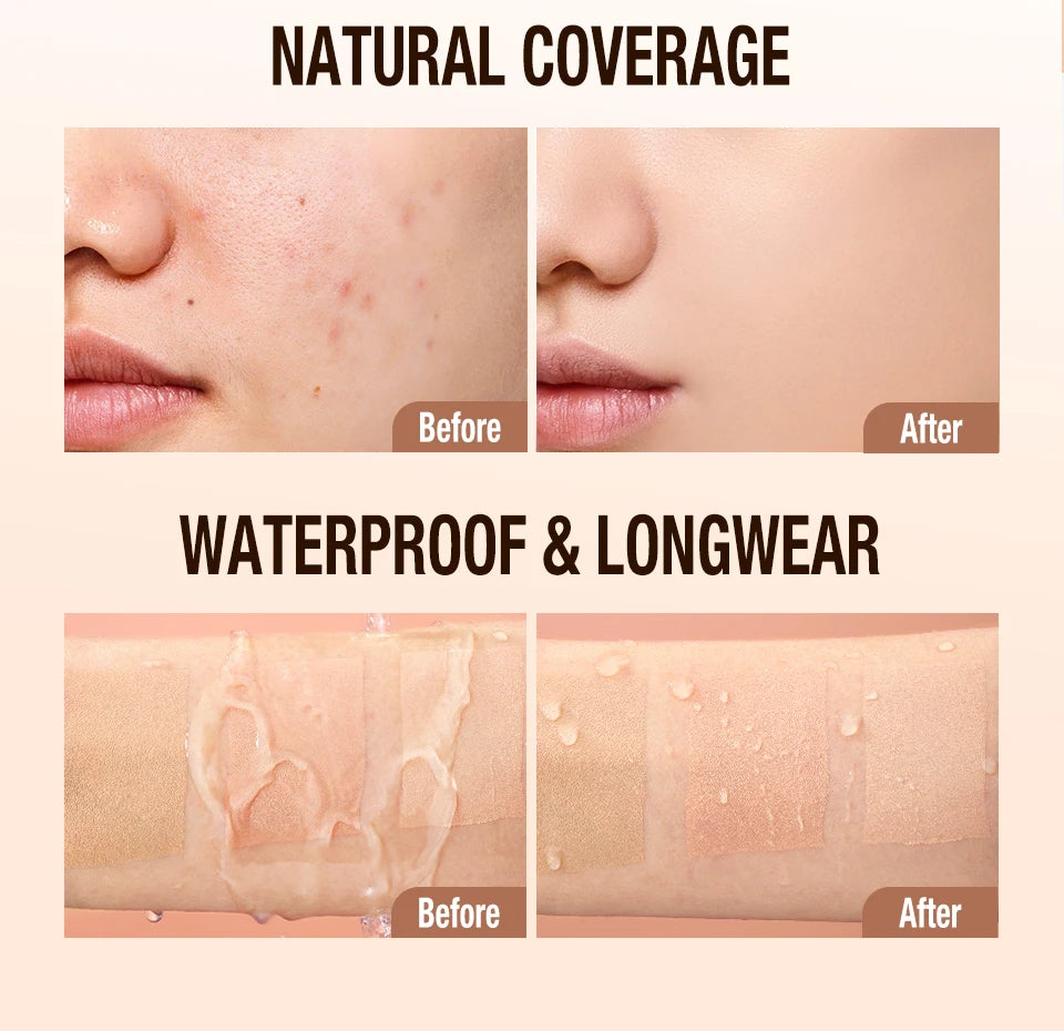 O.TWO.O Liquid Foundation Cream for Face 30ml High Coverage Makeup Base SPF30 Waterproof Concealer Makeup Foundation