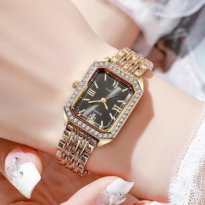 New High-end Luxury Ladies Watches Elegant Diamond Jewelry Quartz Bracelet Wristwatch Gifts for Women 2025 Fashion Dress Watch black