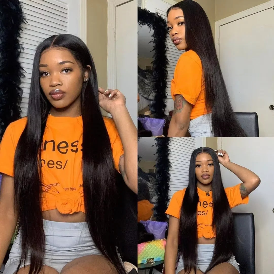360 Full Lace Front Invisi-Drawstring Wigs Human Hair Bone Straight 13X4 HD Lace Front Wigs Pre Plucked 30 Inch Glueless 5X5 Wig Badiee Stylez