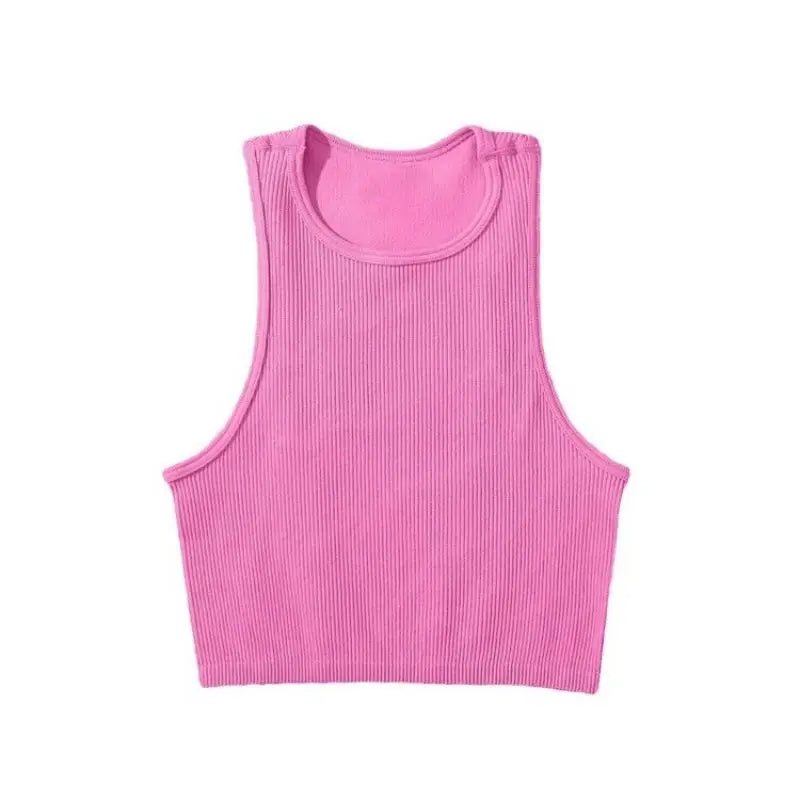 DIY Print Customize Sleeveless Vest Women's Summer High Waist Short Crop Top Fitness Running Yoga Clothes Slim Fast Dry Clothes