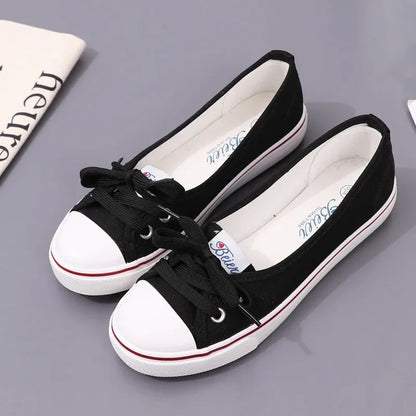 Canvas Small White Shallow Cut Summer Flat Sport Casual Ladies Soft Sneakers Platform Zapatillas De Mujer Tenis Women Luxury black