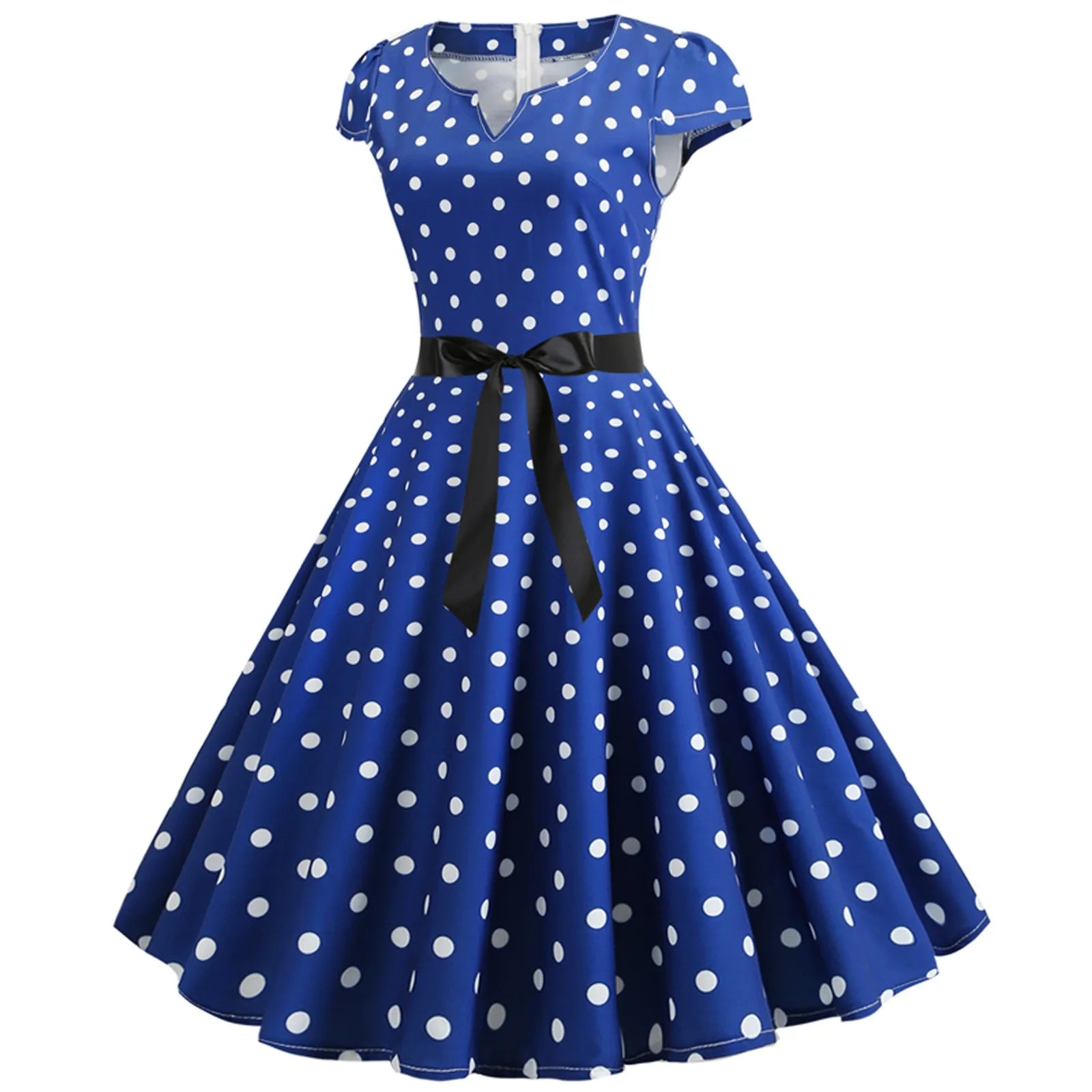 Woman Retro Dresses Audrey Hepburn 1950s 60s Rockabilly Polka Dot Printed Bowknot Pinup Ball Gown Party Dress Robe Vestidos