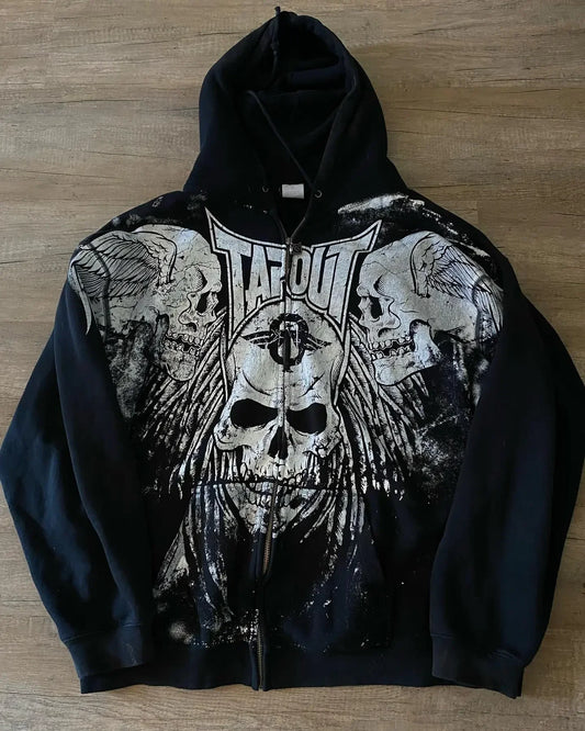 Hoodie Y2K Sweatshirt Hip Hop Letter Vintage Skull Print Oversized Hoodie Jacket Clothes 7