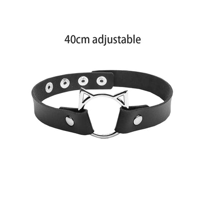 Sexy Trendy Vintage Charm Round Gothic Collar Necklaces Jewelry Gift Gothic Leather Heart Harajuku Women Punk Choker Necklace Cat Heart 40cm adjustable